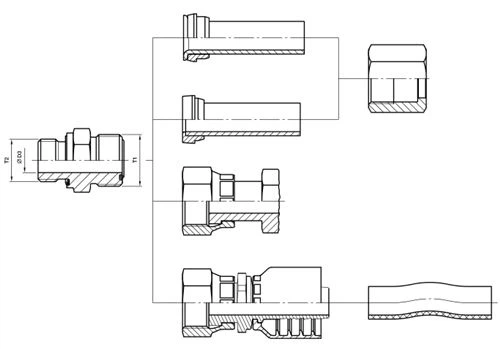 SAE J1453 Hydraulic adpater tube fittings connection chart_ISO8434-3