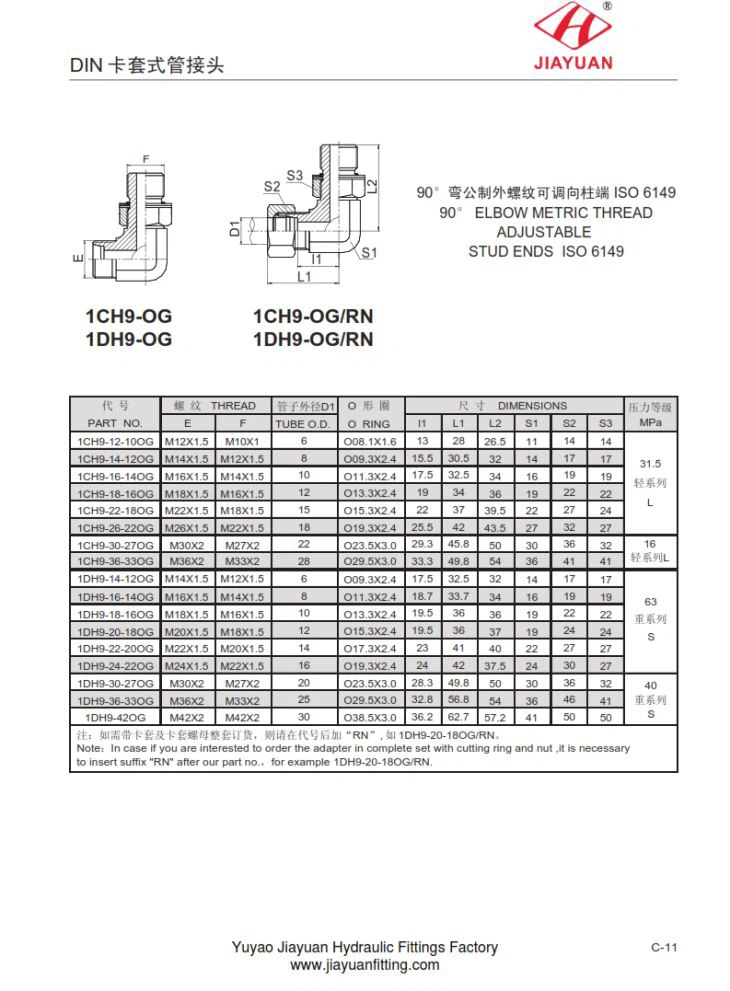 Elbow Metric adjustable stud fittings