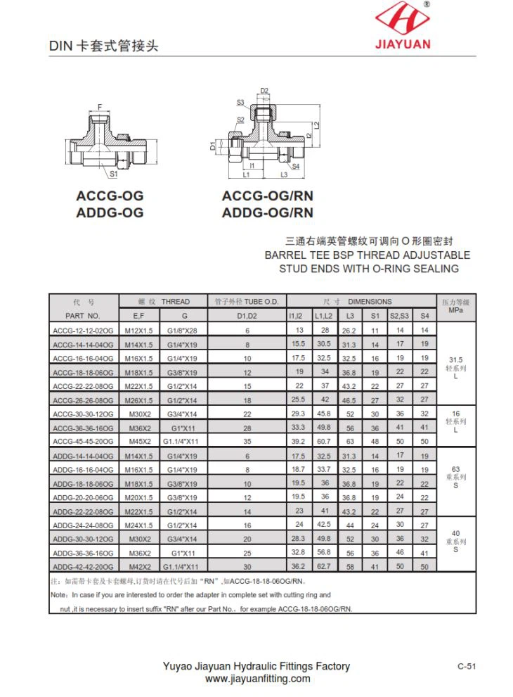 Run Tee BSP H stud fittings