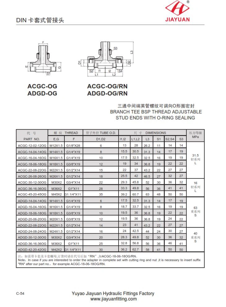 Metric Branch Tee BSP H stud fittings