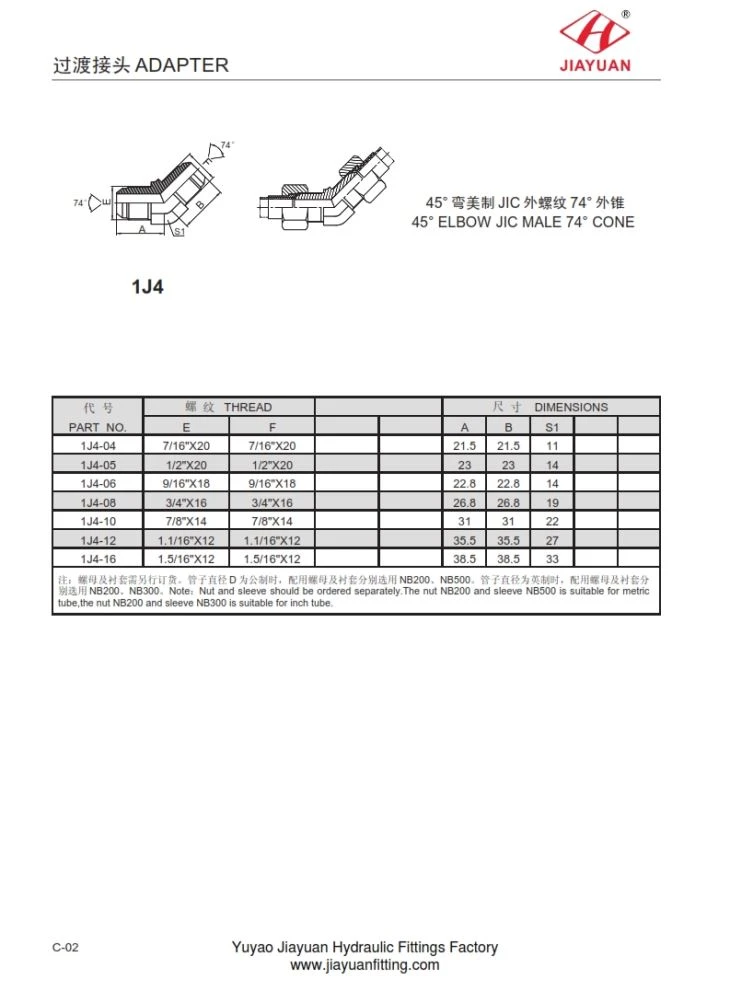 JIC Male Union Elbow 45