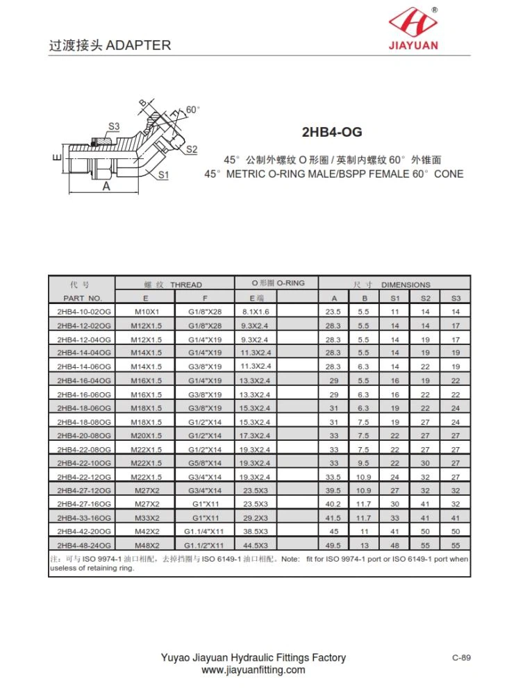 Metric ORR BSPP Swivel E45 Adapter