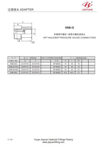 NPT to BSP Pressure Gauge Connector