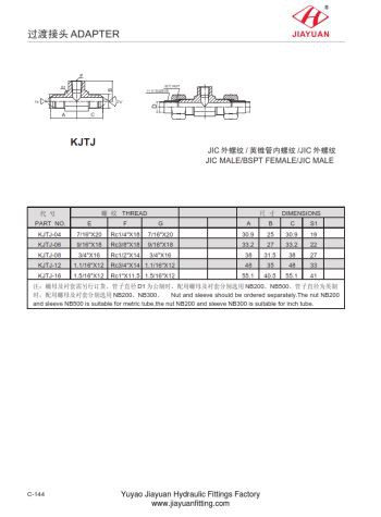 Tee BSPT Female 2 JIC Male Connector